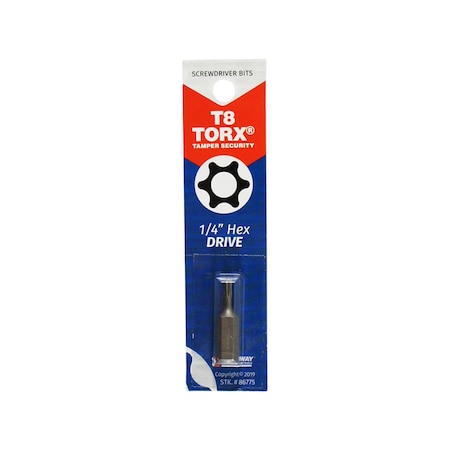 Best Way Tools Best Way Tools Torx T8 X 1 in. L Screwdriver Bit Carbon Steel 1 pc 86775